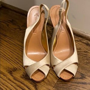 Satin gold high heels